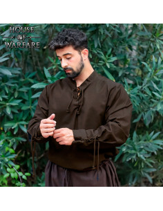 Chemise médiévale en coton modèle Luigi, marron