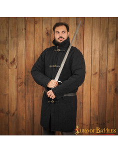 Gambison médiéval en coton rembourré type 10, noir
