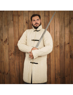Gambison médiéval en coton rembourré type 10, écru
