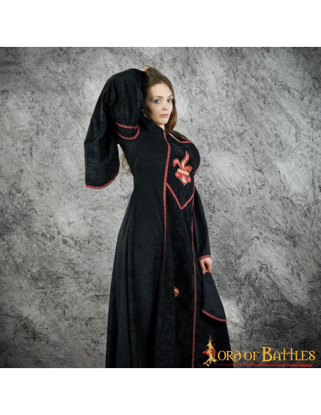 Robe médiévale à motif fleur de lys,...
