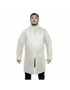 Gambison médiéval rembourré type 8 à col fermé, écru