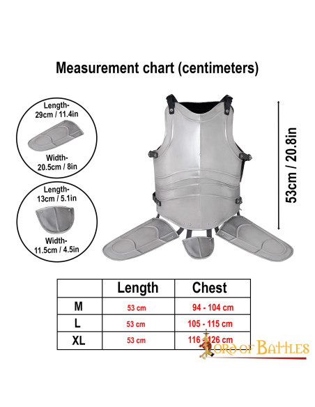 Cuirasse médiévale en acier avec sangles