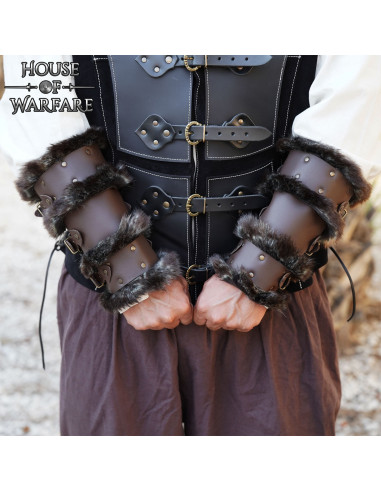 Brassards médiévaux du Guerrier du Royaume en cuir ⚔️ Boutique Épées