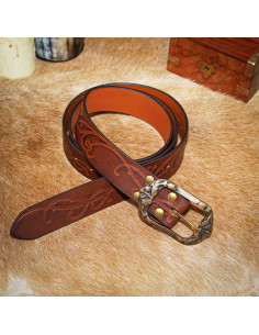 Ceinture Forest Elf en cuir marron embossé 2