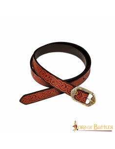 Ceinture médiévale en cuir avec noeuds celtiques en relief 2