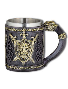 Bouclier modèle coupe fantaisie en résine avec lion