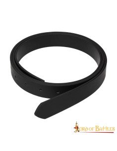 Ceinture médiévale en cuir noir sans boucle, (2,5 cm.)