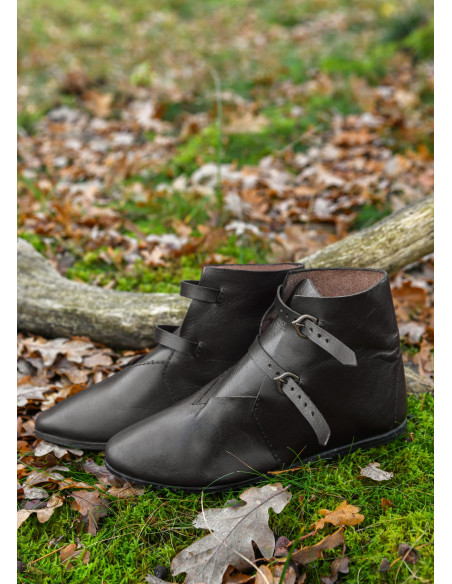 Bottines médiévales, 2 boucles, marron