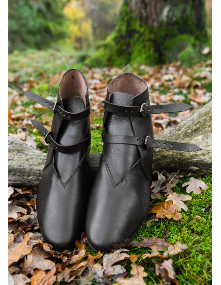 Bottines médiévales, 2 boucles, marron