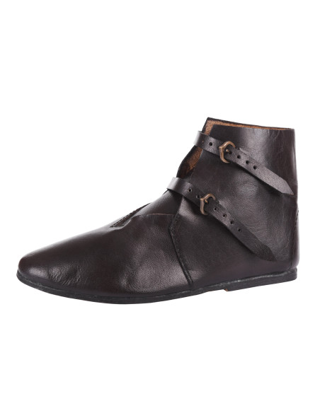 Bottines médiévales, 2 boucles, marron
