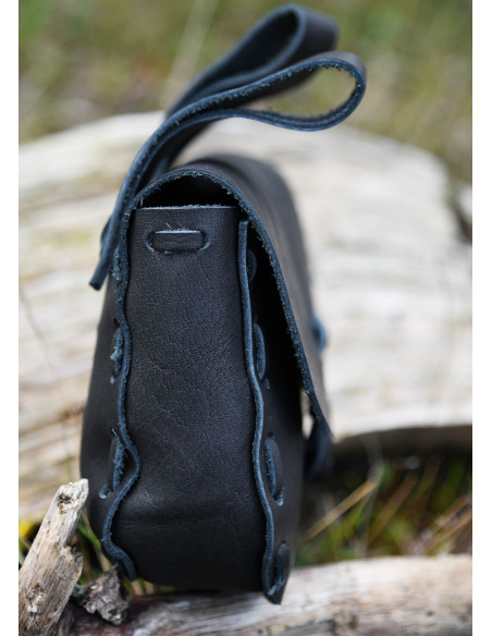 Sac ceinture médiéval, cuir noir...