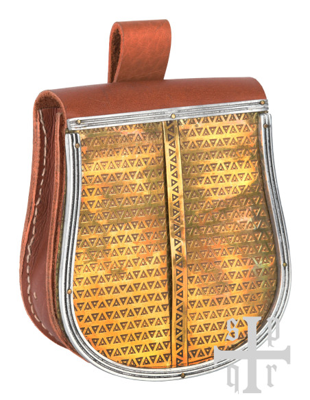 Sac médiéval en cuir marron avec...