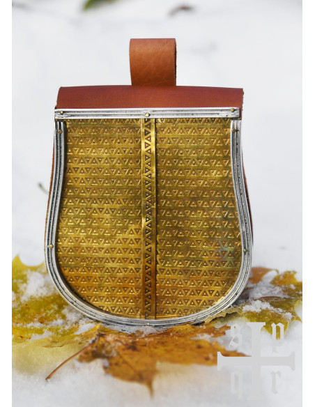 Sac médiéval en cuir marron avec...