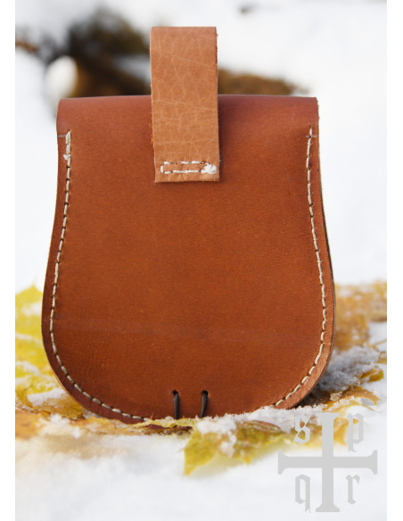 Sac médiéval en cuir marron avec...