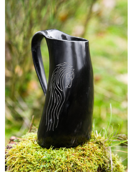 Chope à bière Viking chevaux en corne...