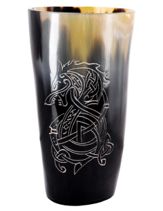 Verre viking loup Fenrir dans une corne de buffle...