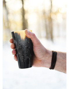 Verre viking loup Fenrir dans une corne de buffle... 2