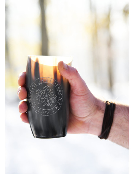 Verre viking cheval Sleipnir en corne...