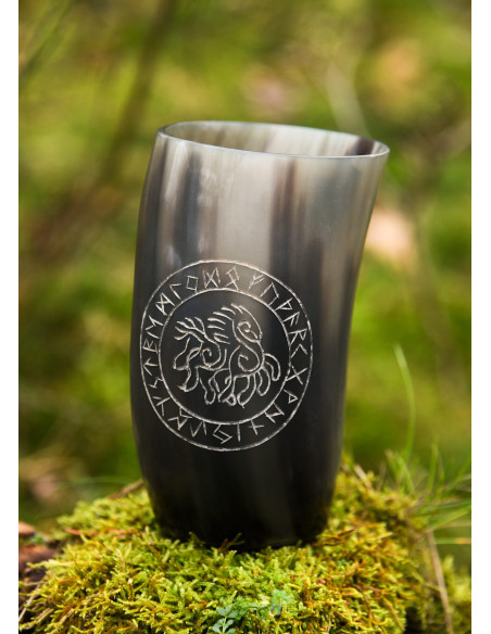 Verre viking cheval Sleipnir en corne...