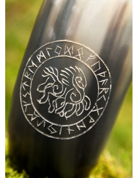 Verre viking cheval Sleipnir en corne...