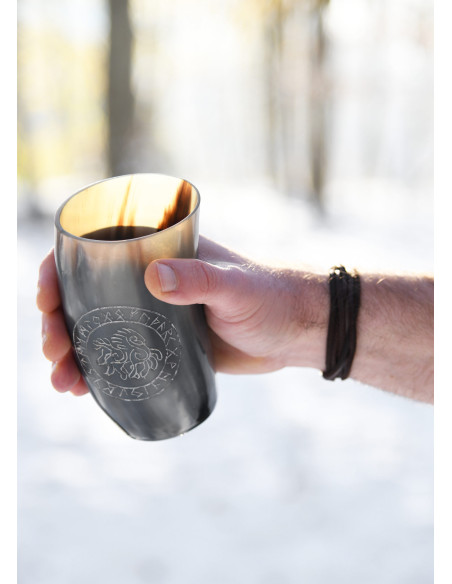 Verre viking cheval Sleipnir en corne...