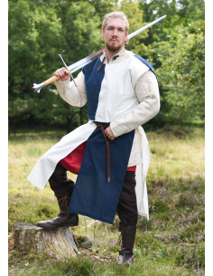 Surcoat médiéval Eckhart bicolore bleu-blanc
