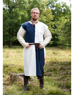Surcoat médiéval Eckhart bicolore bleu-blanc 2