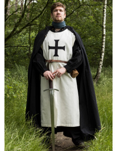 Tabard templier pour chevaliers teutoniques, naturel-noir