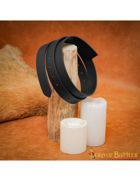 Ceinture médiévale en cuir noir sans...