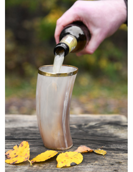 Verre en corne médiéval avec bord en...