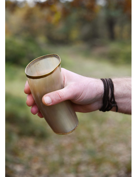 Verre en corne médiéval avec bord en...