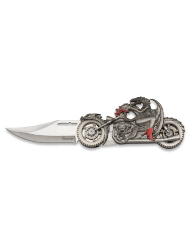 Couteau de moto avec dragon et fille (20 cm.)