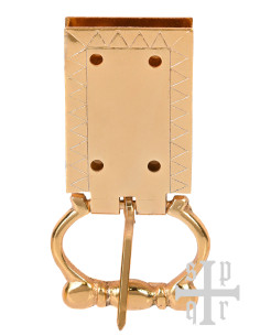 Boucle de ceinture médiévale gravée en laiton