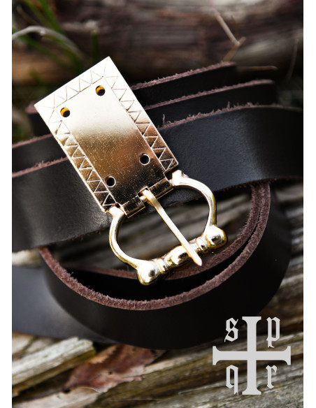 Boucle de ceinture médiévale gravée...
