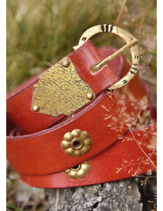 Ceinture médiévale rouge à motifs floraux (165 cm.) 2