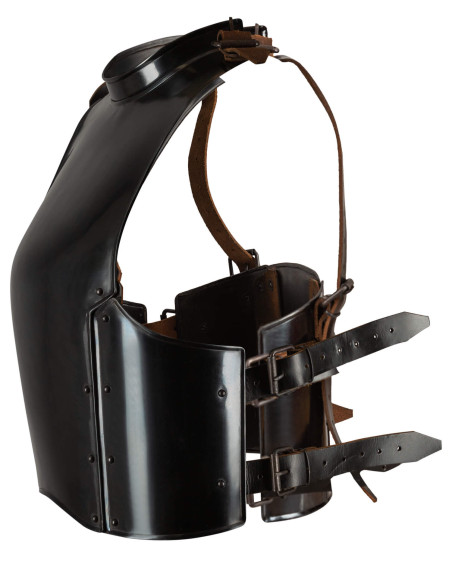 Cuirasse médiévale en acier noirci...