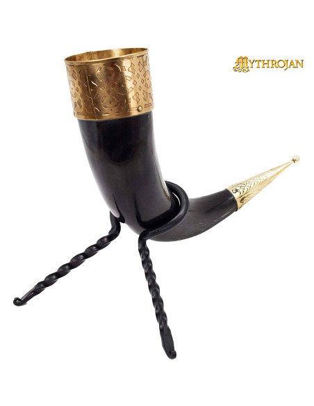 Support en corne tressée en fer forgé...