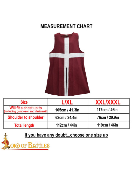 Tabard médiéval en coton modèle...