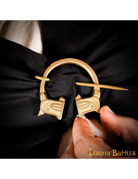 Fibule Viking en laiton, motif loup...