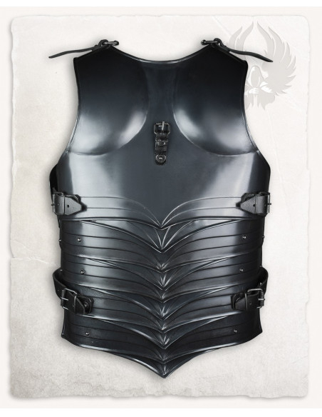 Cuirasse médiévale en acier vieilli...