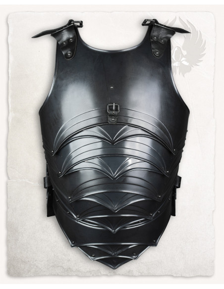 Cuirasse médiévale en acier vieilli...