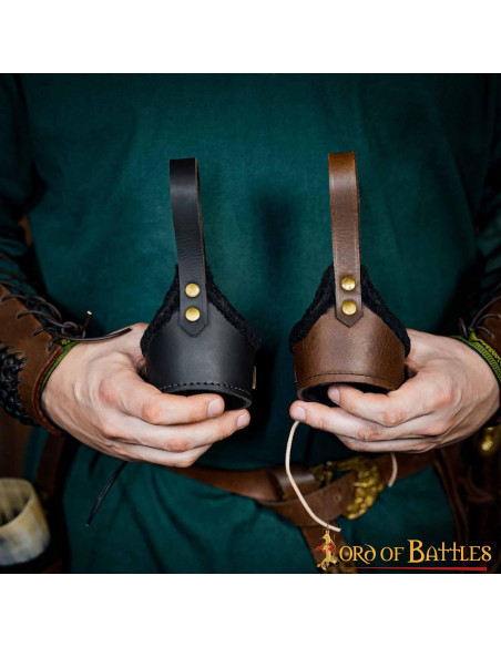 Tahalí pour cors en cuir doublé, noir...