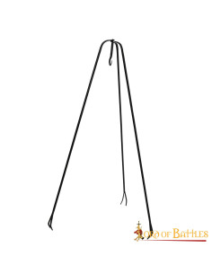 Feu de camp médiéval tripode en fer forgé, 120 cm.