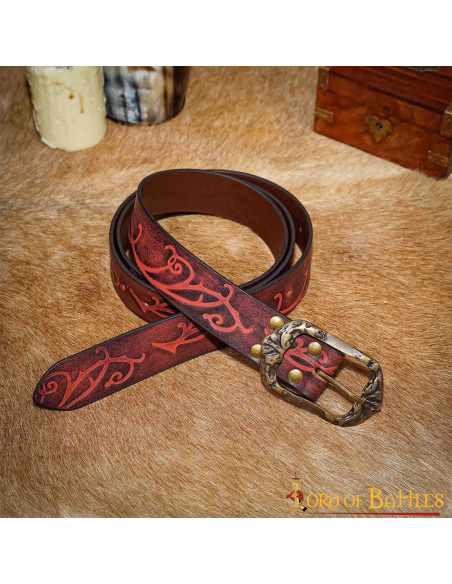 Ceinture Renaissance en cuir grenat...