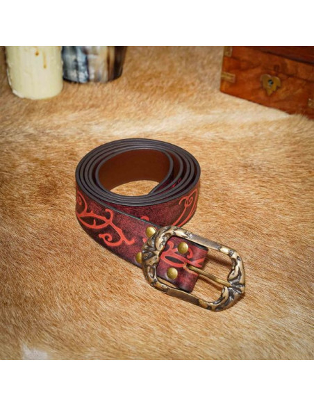 Ceinture Renaissance en cuir grenat...