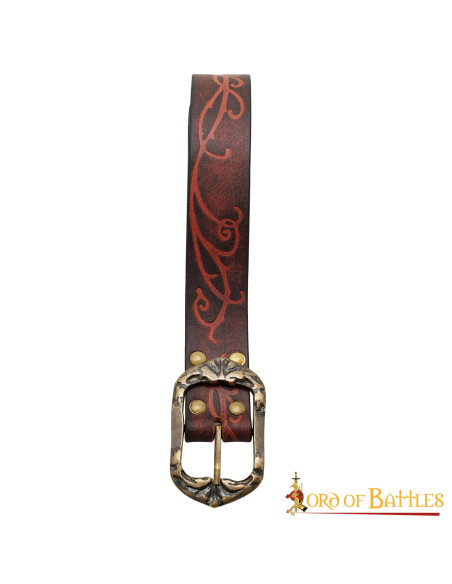Ceinture Renaissance en cuir grenat...