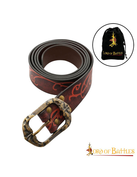 Ceinture Renaissance en cuir grenat...