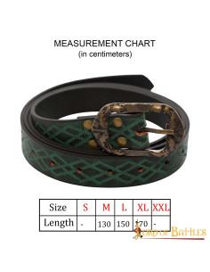 Ceinture Renaissance en cuir vert gaufré 2