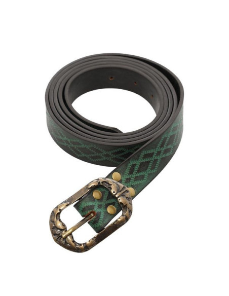Ceinture Renaissance en cuir vert gaufré