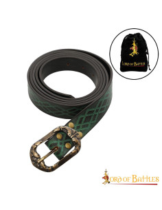 Ceinture Renaissance en cuir vert gaufré